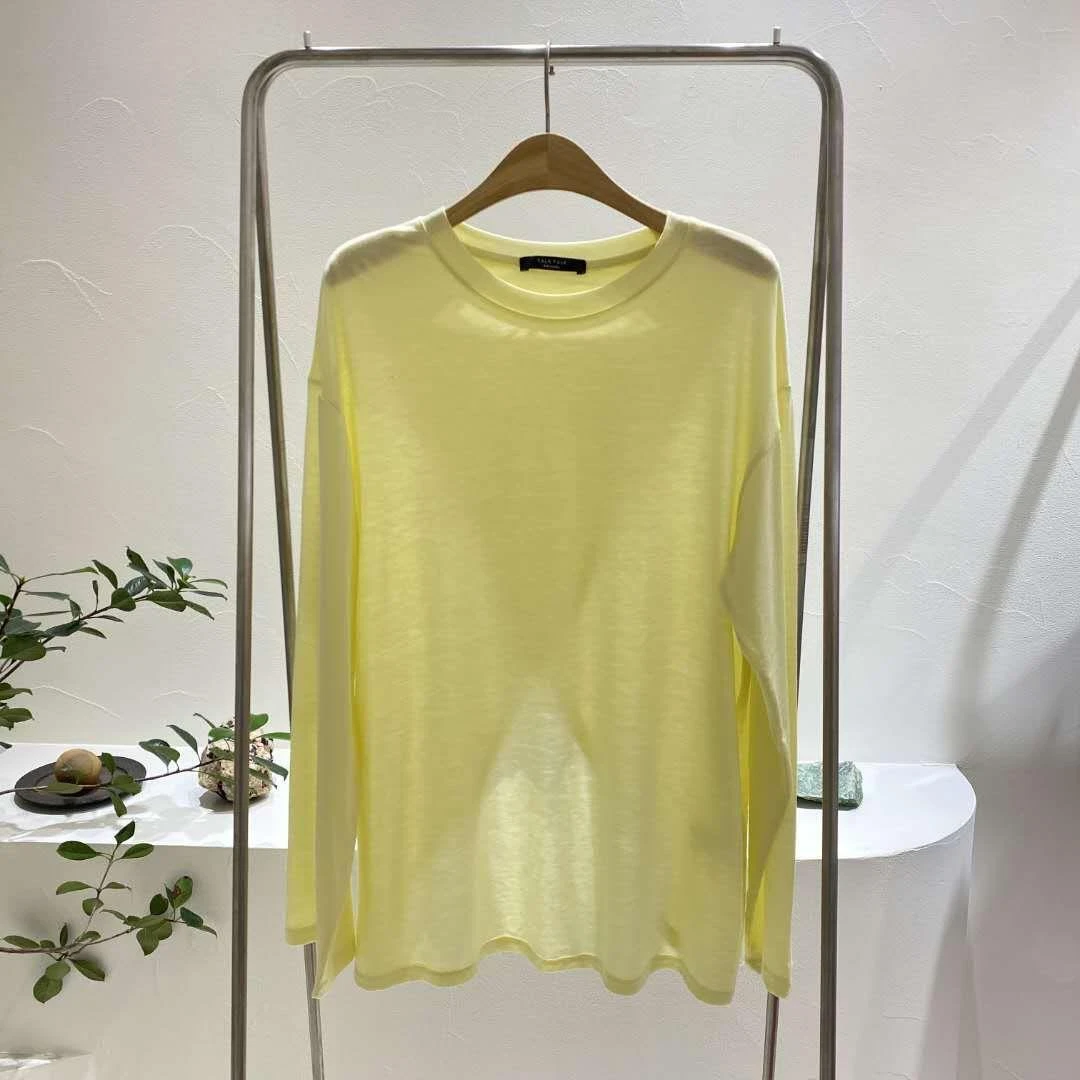 韩国东大门2025夏季新款圆领宽松百搭纯色休闲开叉长袖防晒女上衣