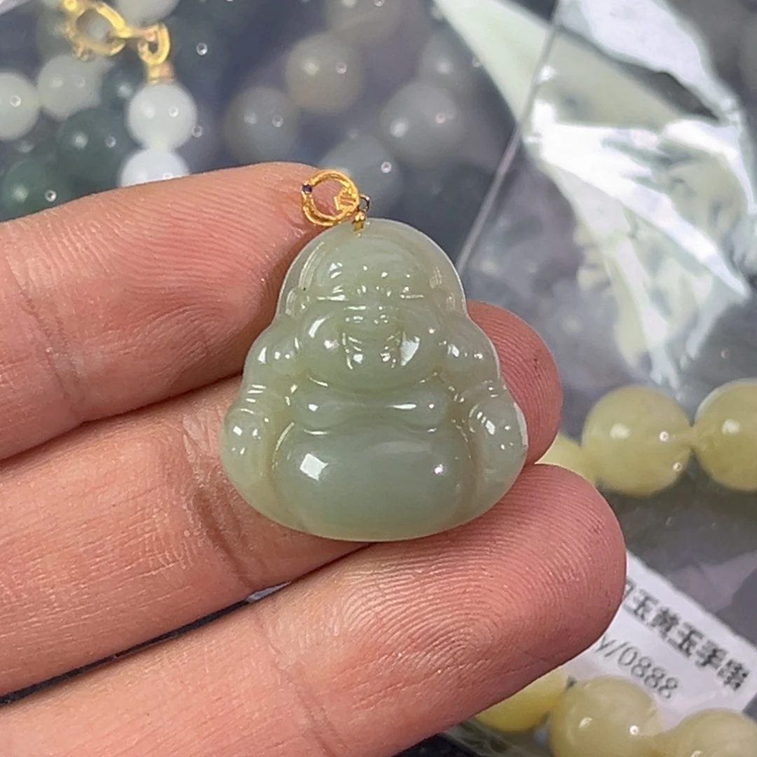 颈饰18K金镶嵌和田玉565号和田玉吊坠