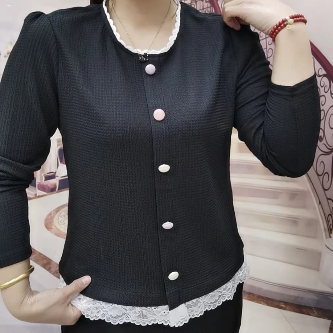 独特漂亮蕾丝花边衬衫2025春季新款大码女装年轻显瘦长袖小衫上衣