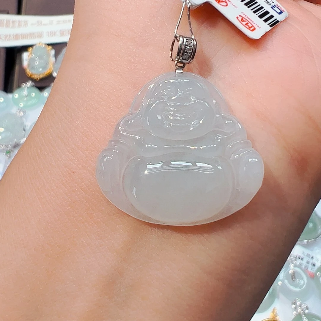 翡翠18K金镶嵌吊坠(不含链)佛公