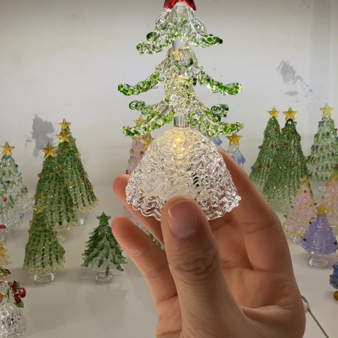 手工艺品琉璃红星带灯圣诞树