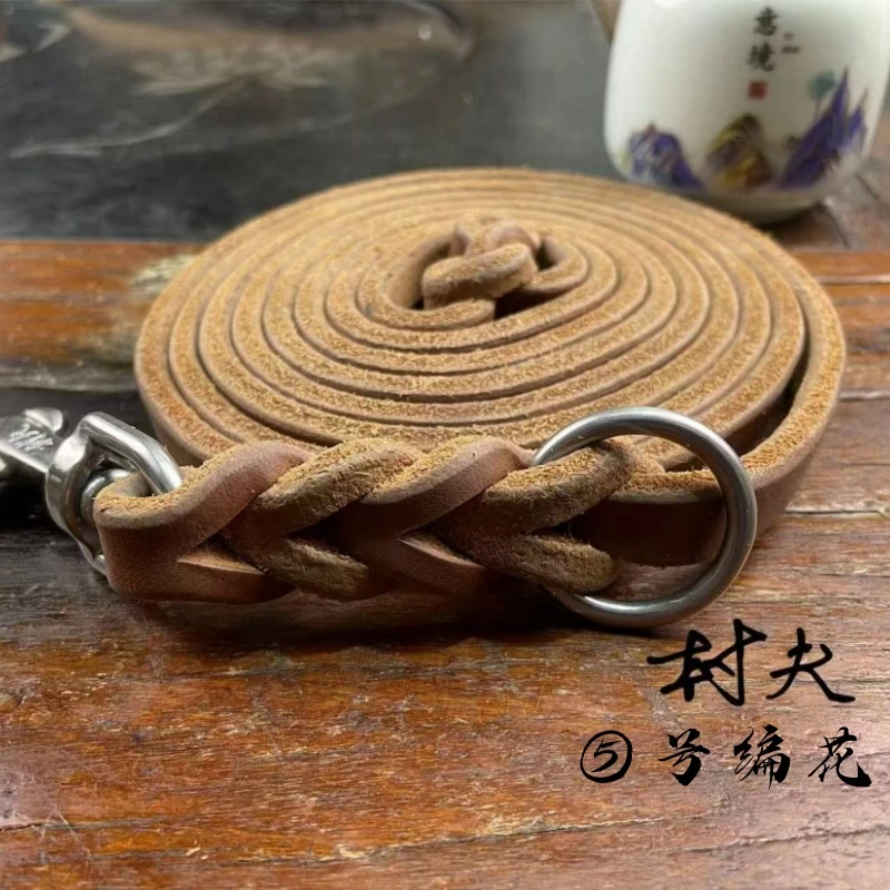 村夫进口牛脊背牛皮定制纯手工制作牵引带专业定制打比赛牵引带