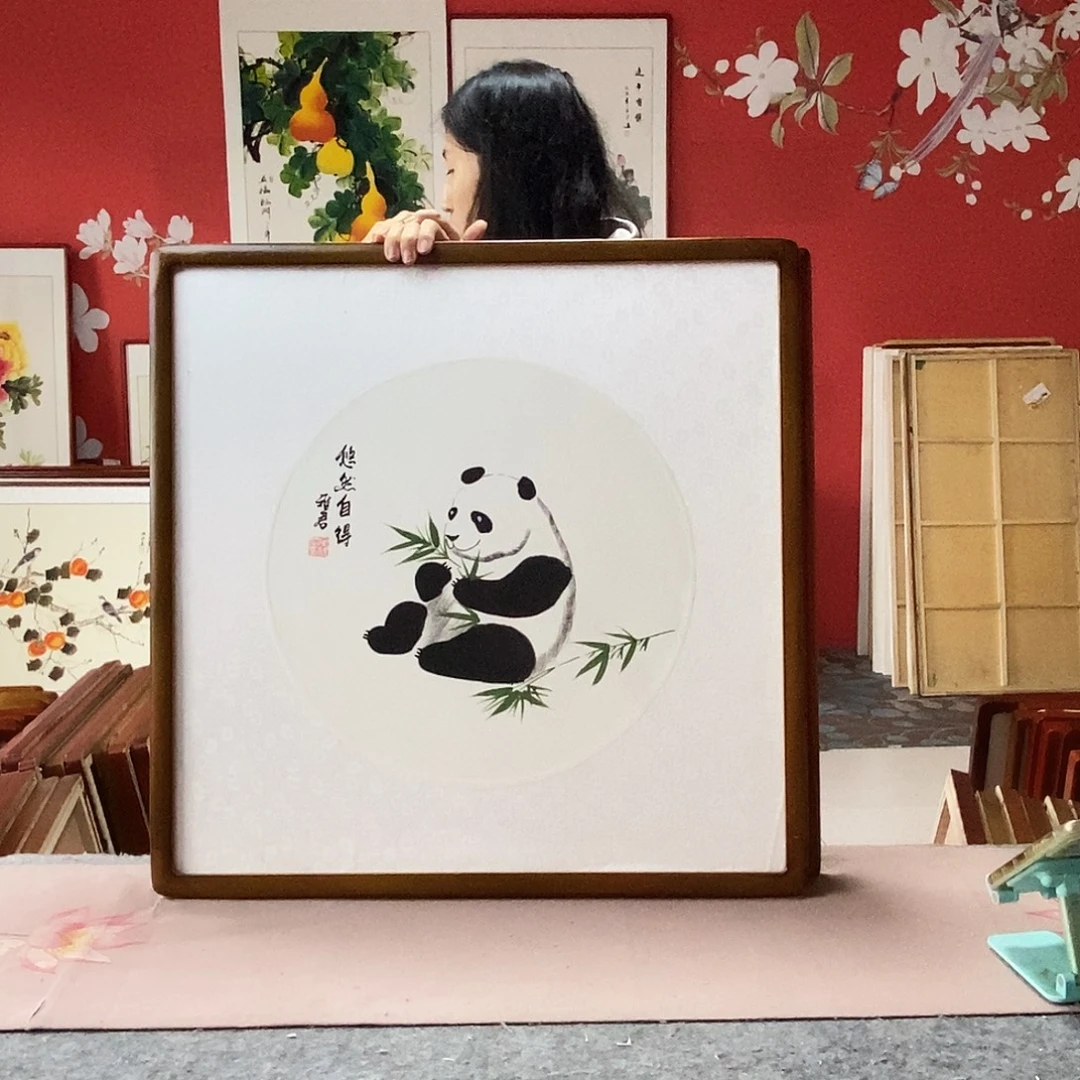 国画手写手绘带框包邮国画作品62✖️62