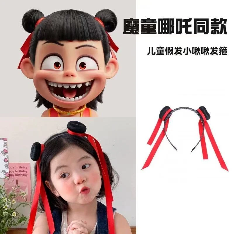 A-6488  1个小揪揪红色飘带儿童百搭发箍       发圈