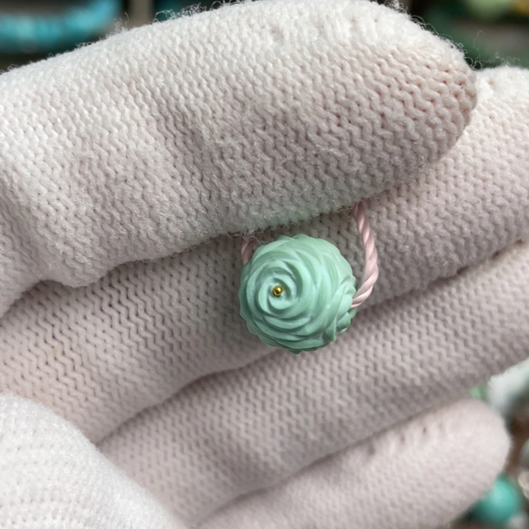 绿松石未镶嵌菜籽黄玫瑰花珠1