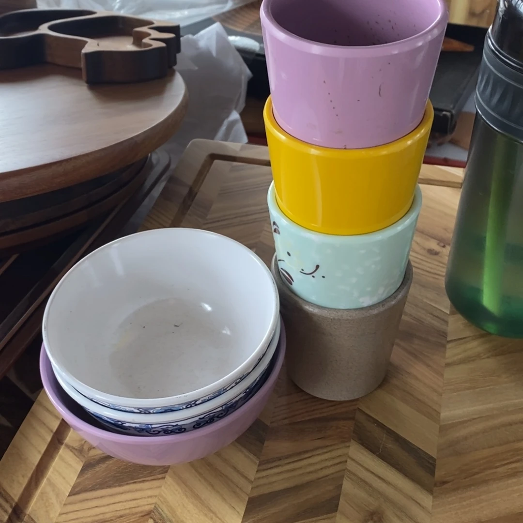X*.木质纤维杯子4个碗3个