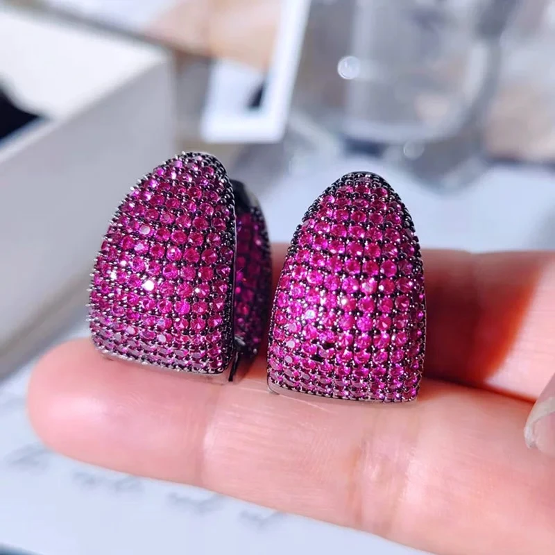 铜合金耳饰 欧美复古高级感耳饰奢华铜镶锆石耳环重工水滴形耳扣