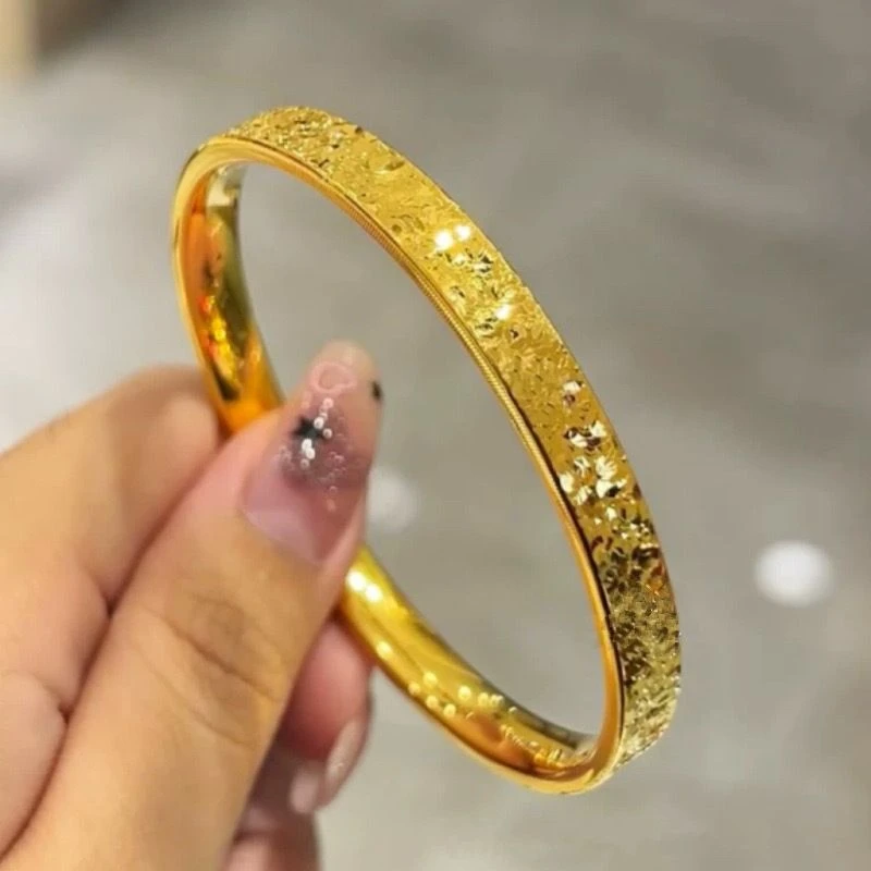 合金手镯 宽碎冰冰6N传承手镯饰品妈妈镯子不掉色（点击选圈口）