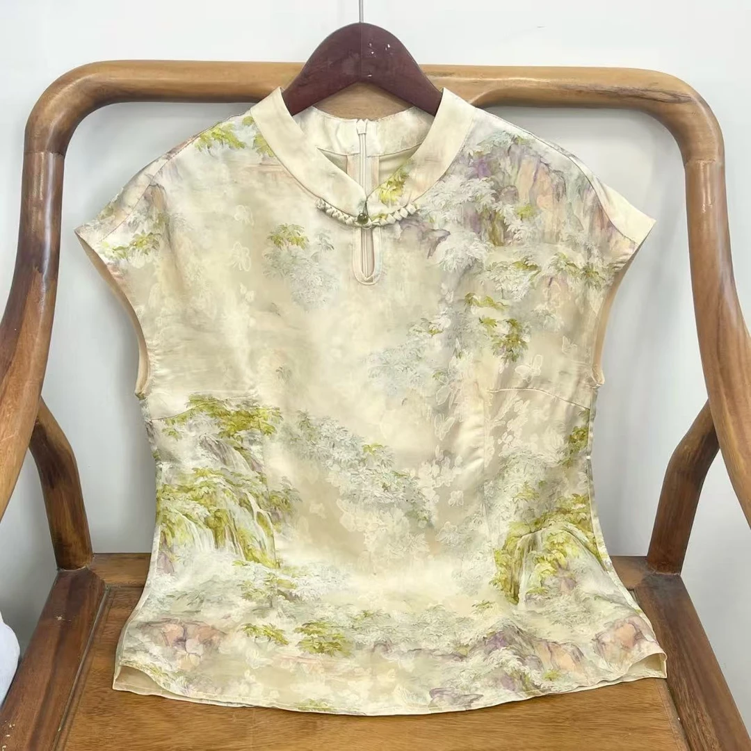 《花亭树-小衫》新中式国风提花女士百搭小衫