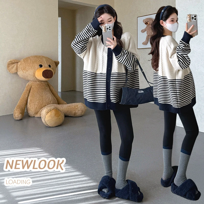 孕妇装上衣秋冬新款时尚加厚毛衣重工加大板型宽松秋冬款外套