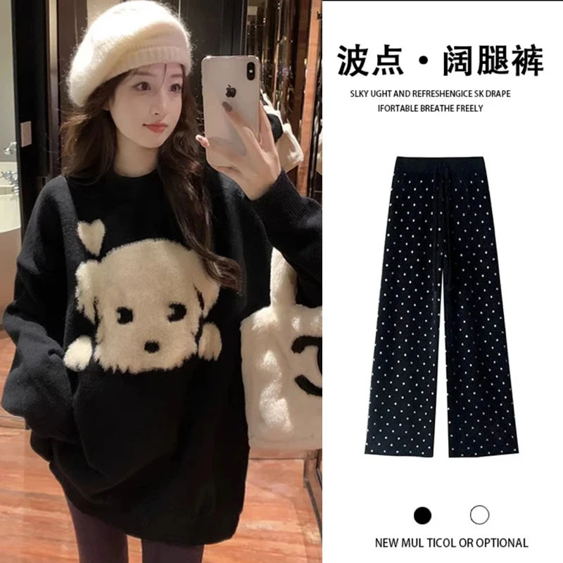 新款2025秋冬孕妇装卡通刺绣波点孕妇裤孕期加厚加绒保暖裤子宽松