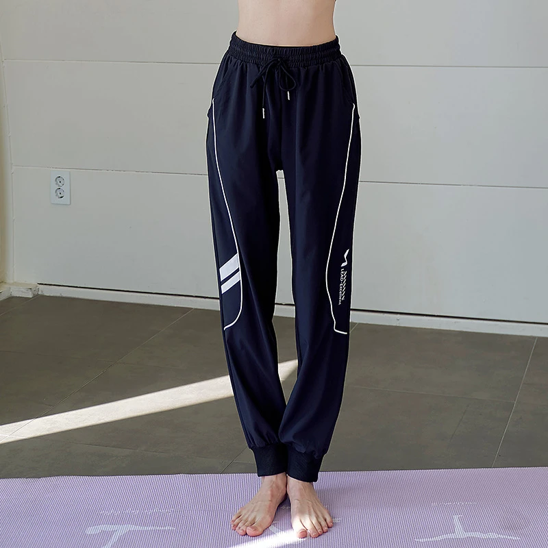 款速瑜伽服高腰宽松口袋束薄款裤跑步健身瑜伽裤长裤