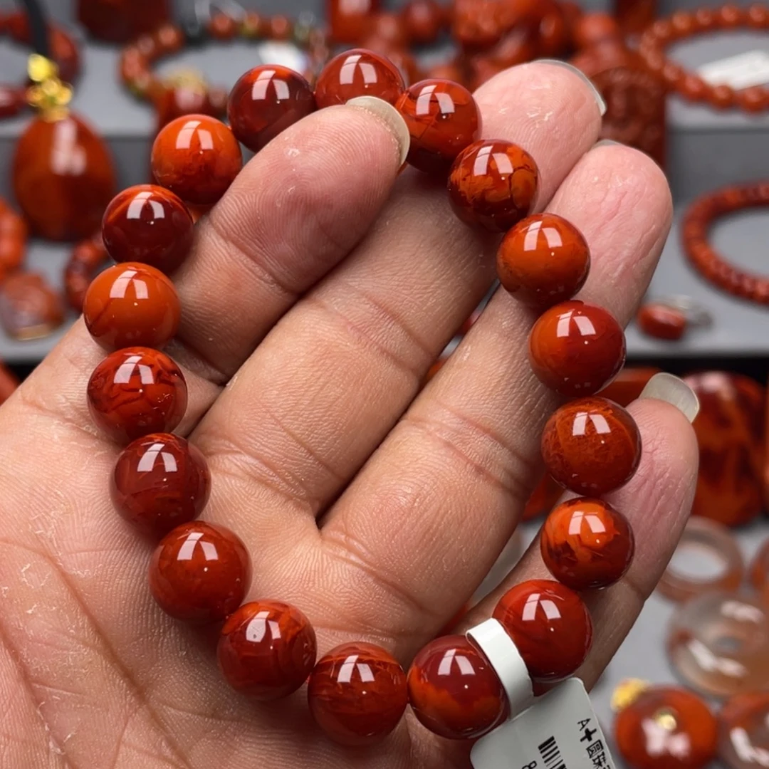 南红玛瑙未镶嵌珠宝奇石单圈10