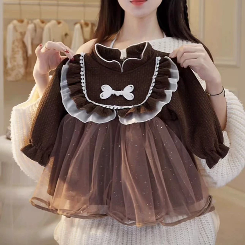 童装女童2024新款冬装女宝宝加绒加厚公主裙小童韩版洋气连衣裙