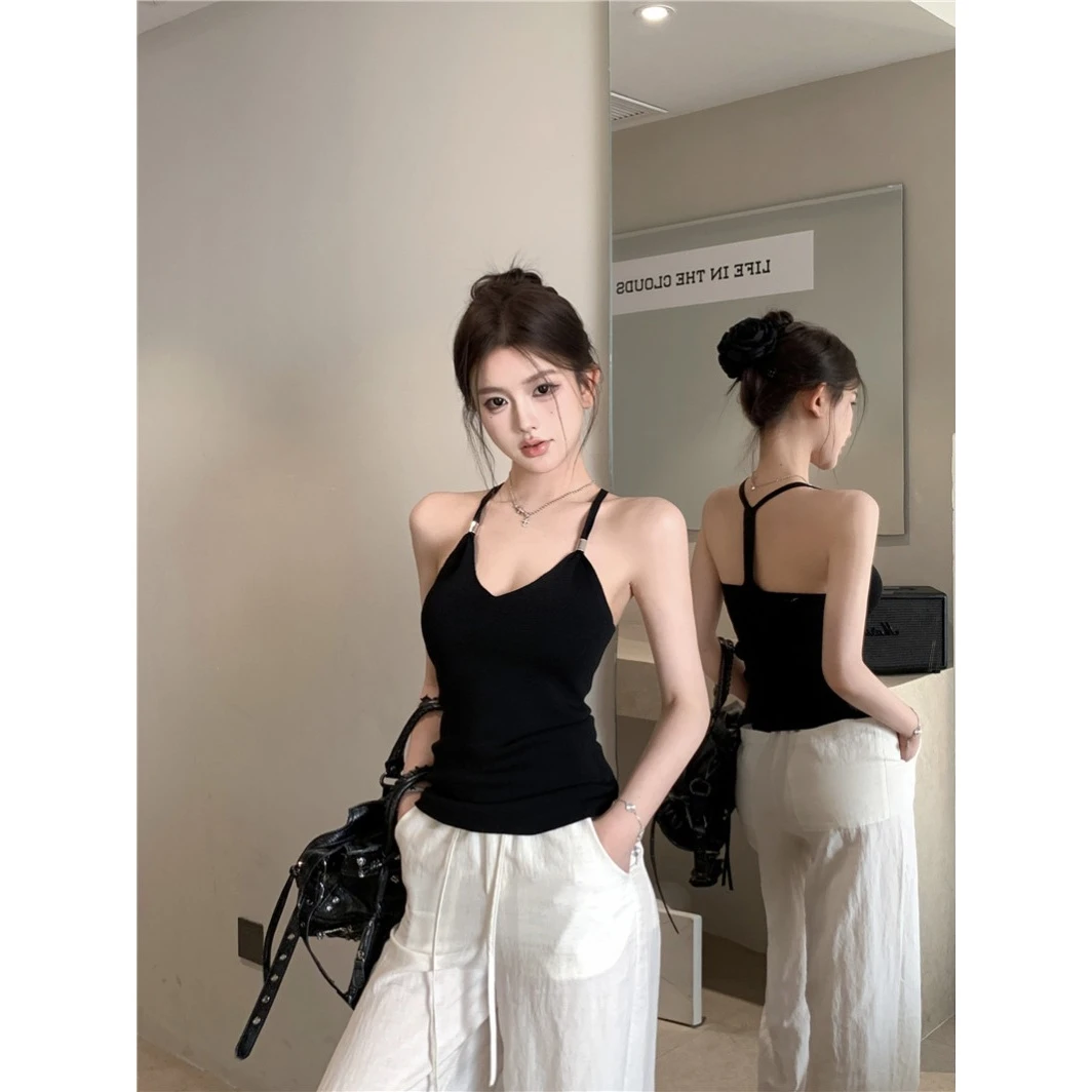 韩系辣妹气质小众设计感绝美别致吊带背心女纯欲气质外穿打底上衣
