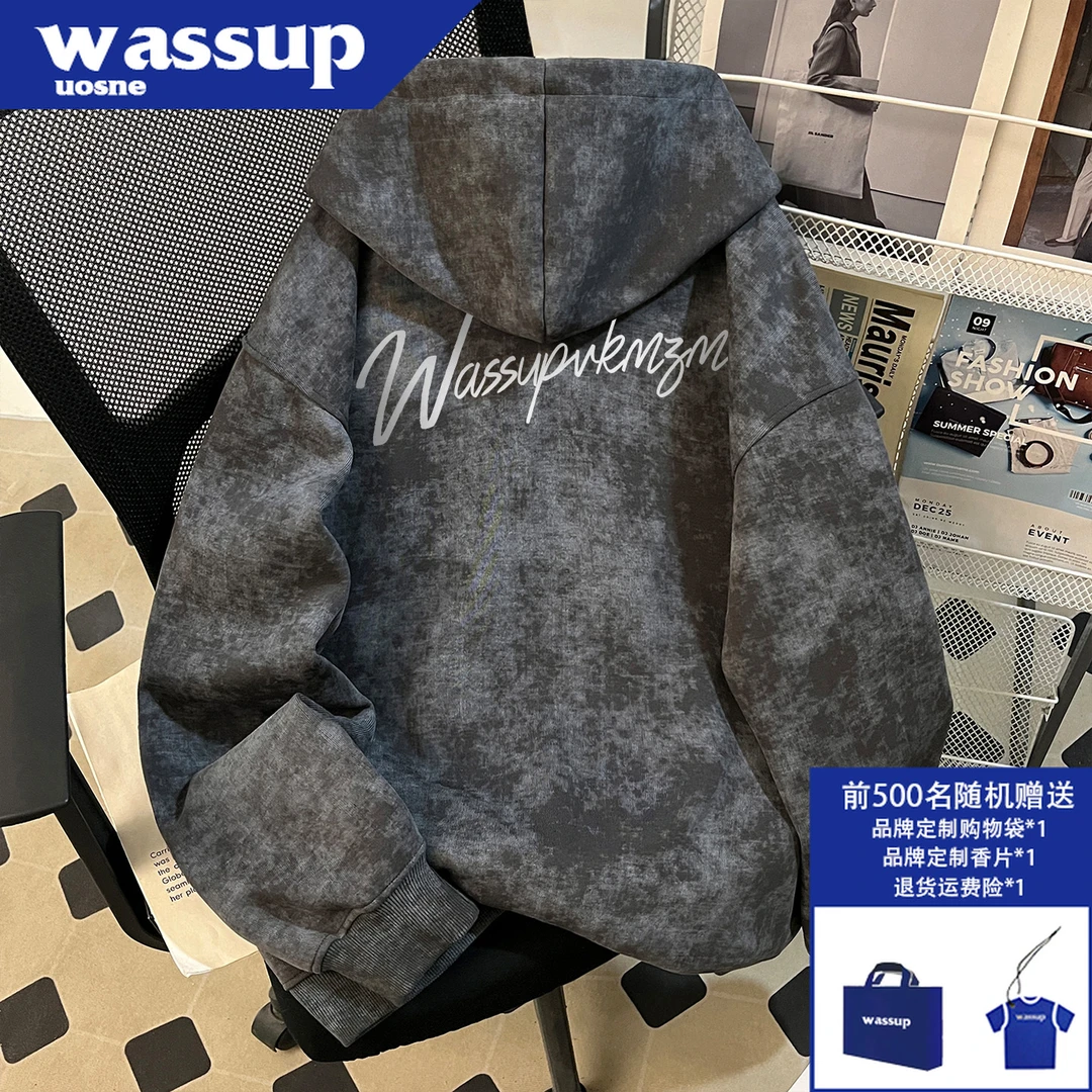 美式街头大码连帽卫衣男2025新款oversize痞帅短宽慵懒风重磅外套