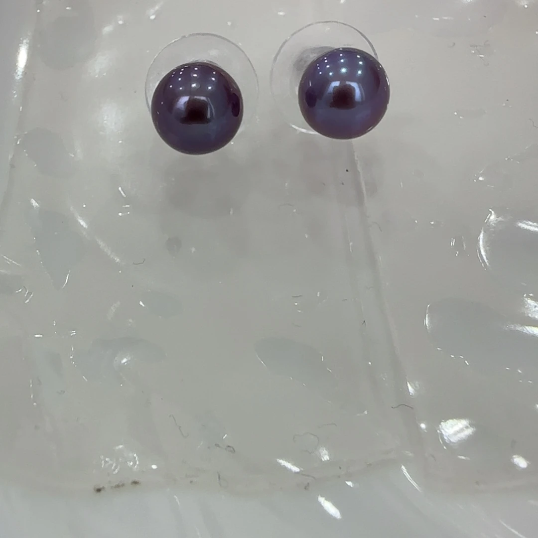 淡水珍珠银S925镶嵌耳饰