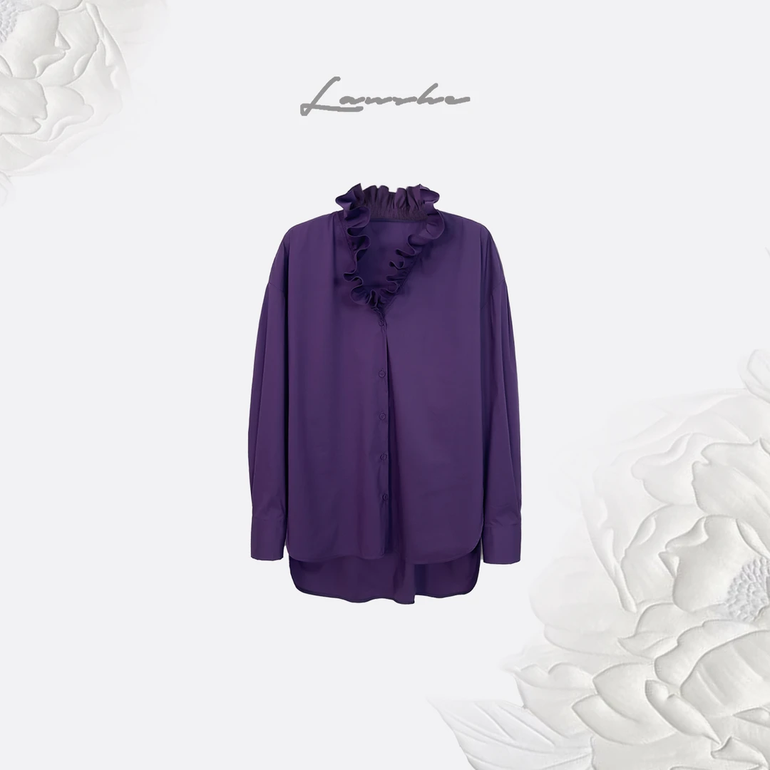 【花朵】Lanshe阑舍·定制花边领棉衬衫