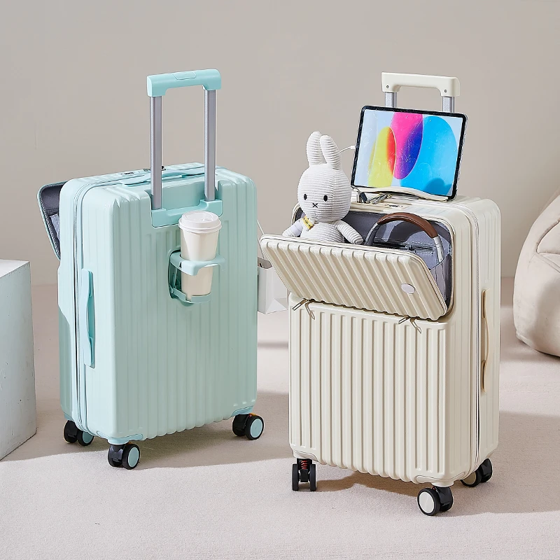 前置开口行李箱多功能结实耐用20寸登机箱大容量时尚旅行箱拉杆箱