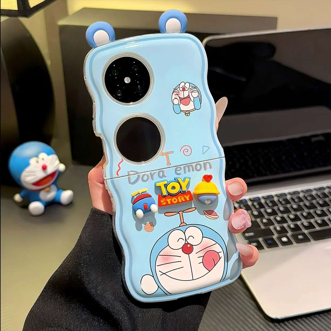 适用于华为POCKET2波浪手机壳FINDN3FLIP小叮当可爱卡通支架高级