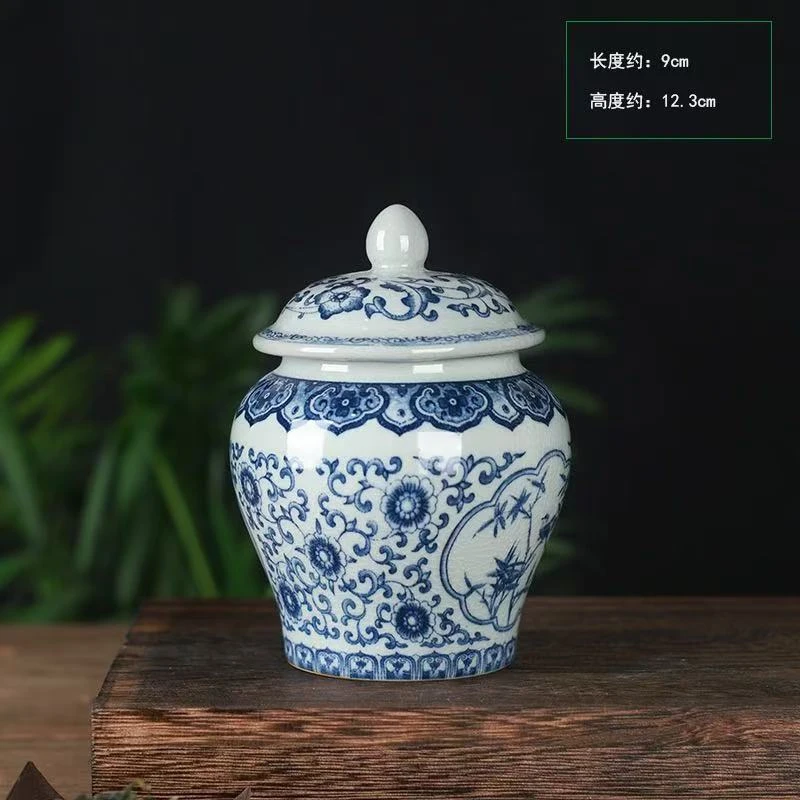秋香茶具 青花【老陶泥-开窗竹韵】小茶叶罐-5048