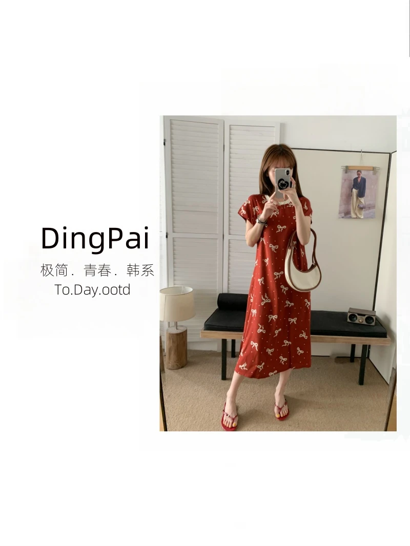 DINGPAI-[新中式风]2025夏季新款女棉绸显瘦气质休闲长裙K-MF1089