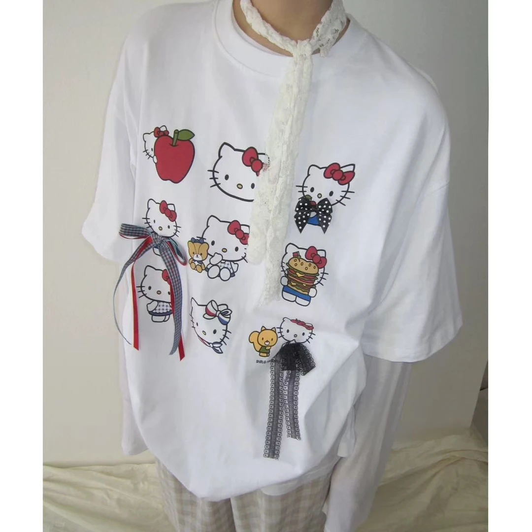 徐秋阳  丝带猫（大版型）百搭时尚休闲设计感显瘦短袖12120