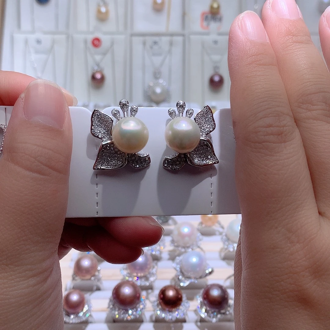 未镶嵌耳饰淡水珍珠CC11.8mm银针