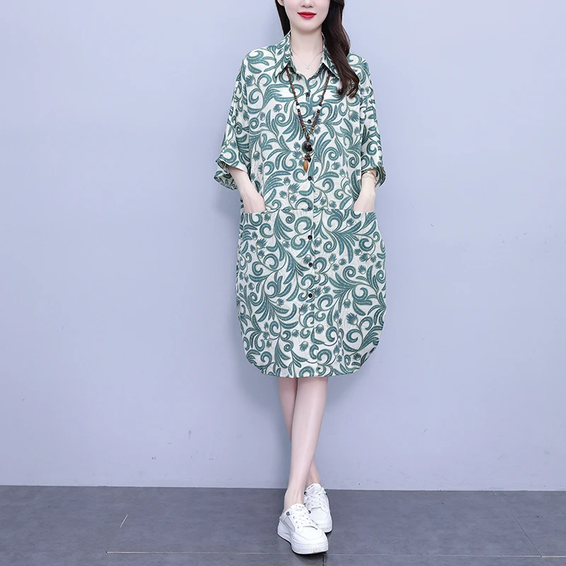 【女神新衣】连衣裙女2025夏季新款中老年妈妈装大码遮肚中长款裙子
