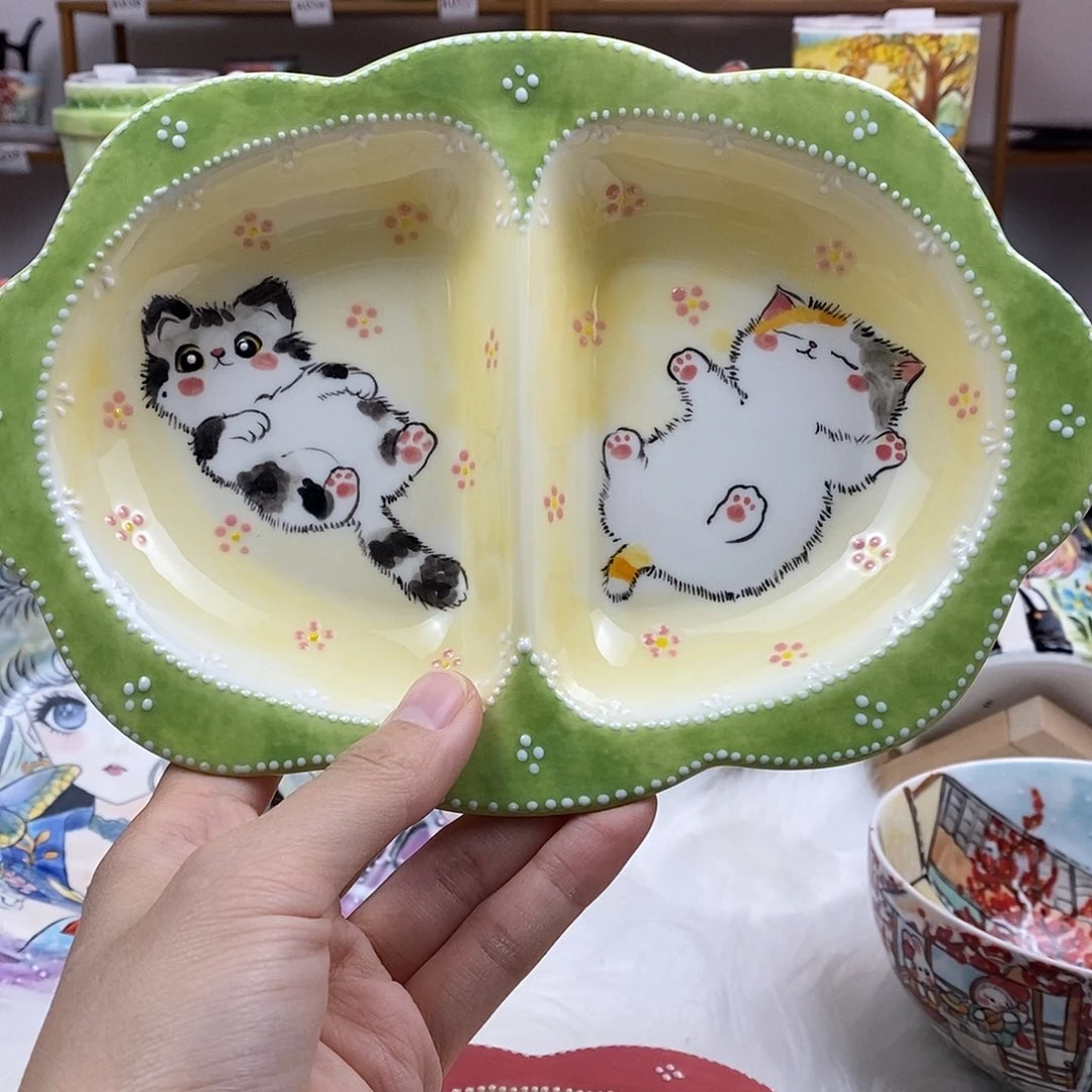 瓷片董董文创手绘陶瓷