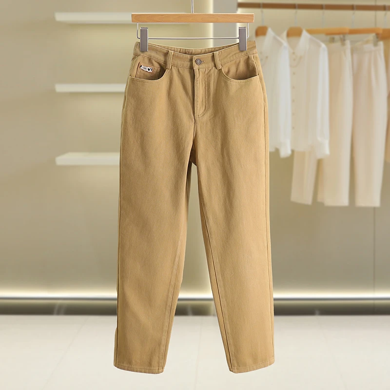 【开播福利】减龄修身纯色抓绒小脚牛仔裤#RXZ48Z028