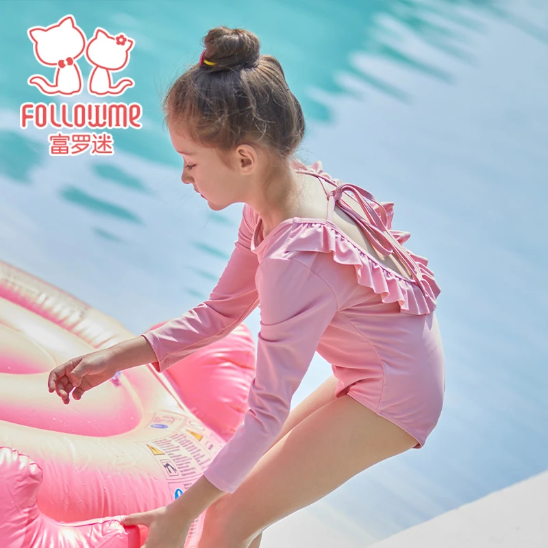 富罗迷泳衣女童夏季洋气好看高级海边公主连体游泳装F3B8475T