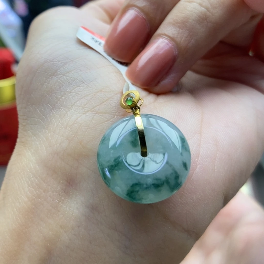 翡翠18K金镶嵌颈饰吊坠54