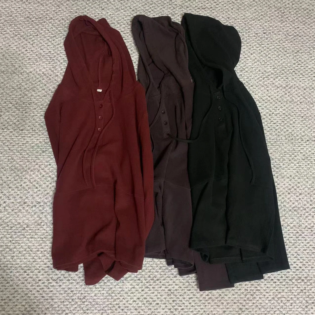 23277#大爆款秋冬双面绒三颗扣帽衫