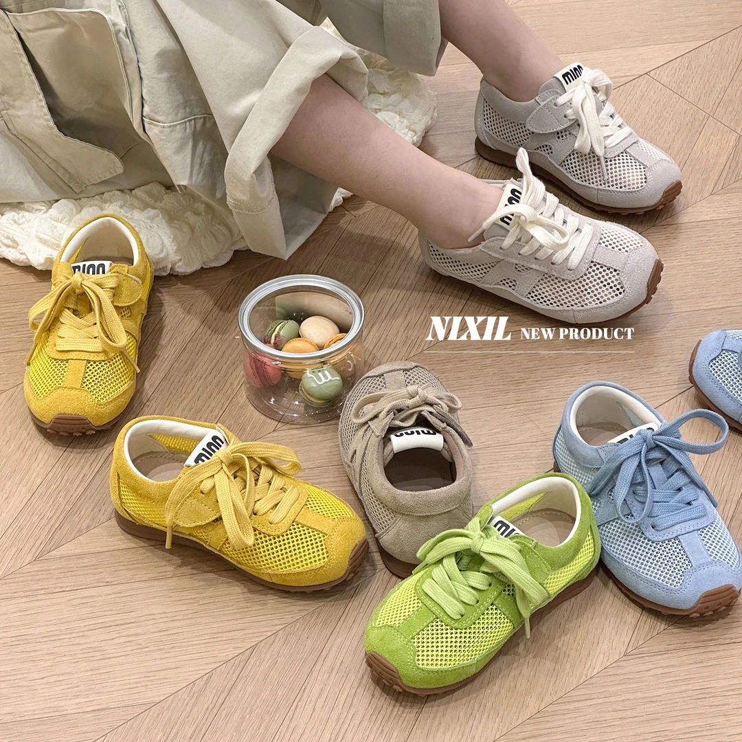 儿童网面阿甘鞋2025夏季新款多巴胺色女童轻便单网运动鞋休闲板鞋