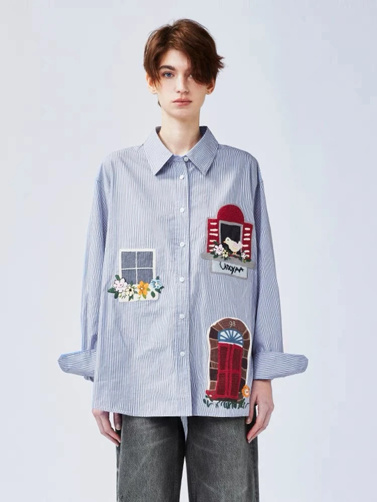 【AlinaDan】丫2025春季「我爱我家」趣味房子条纹衬衫UY25122C154201