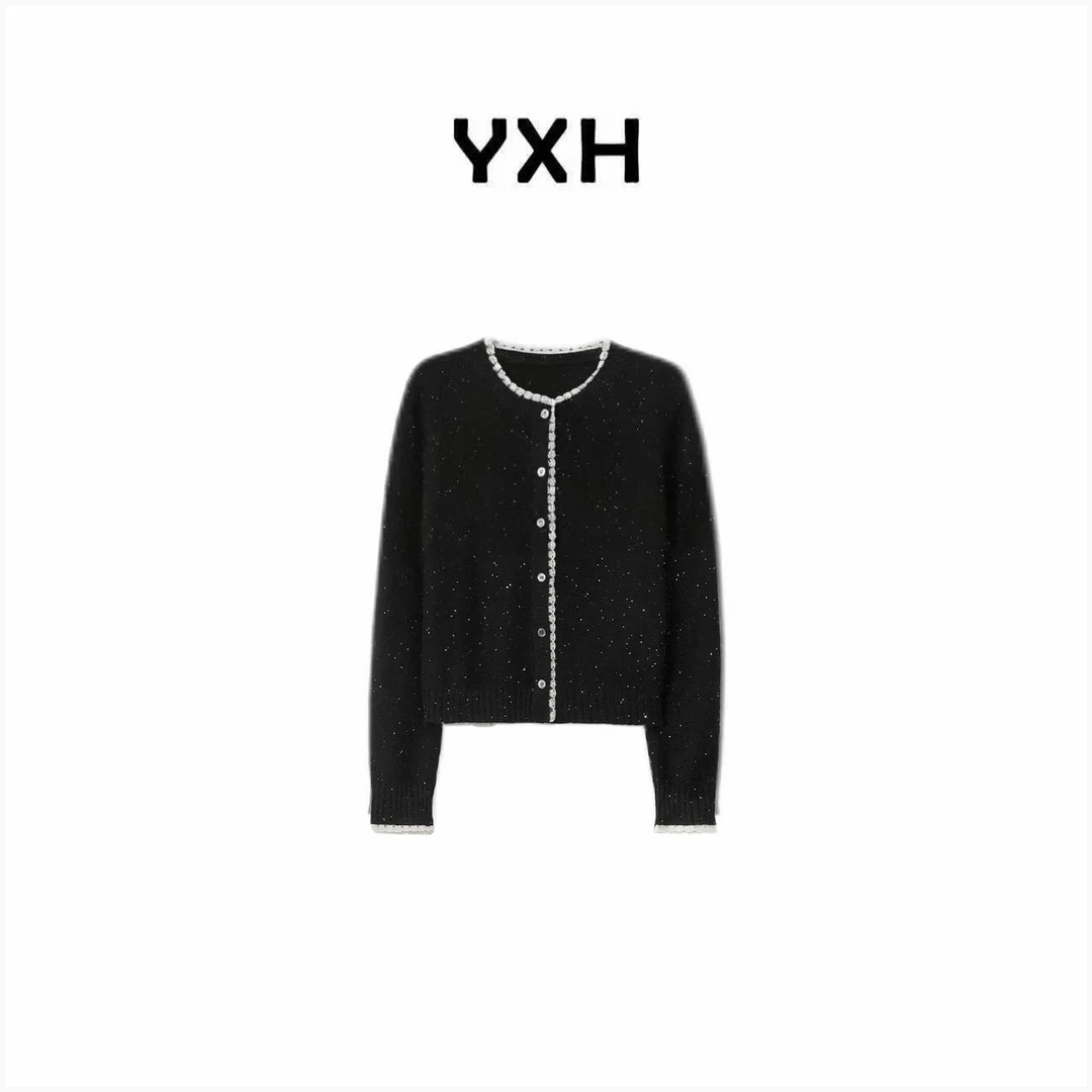 JZ【花蕾夜空】巨柔美利奴绵羊毛混纺满天星撞色针织毛衣JZ77206