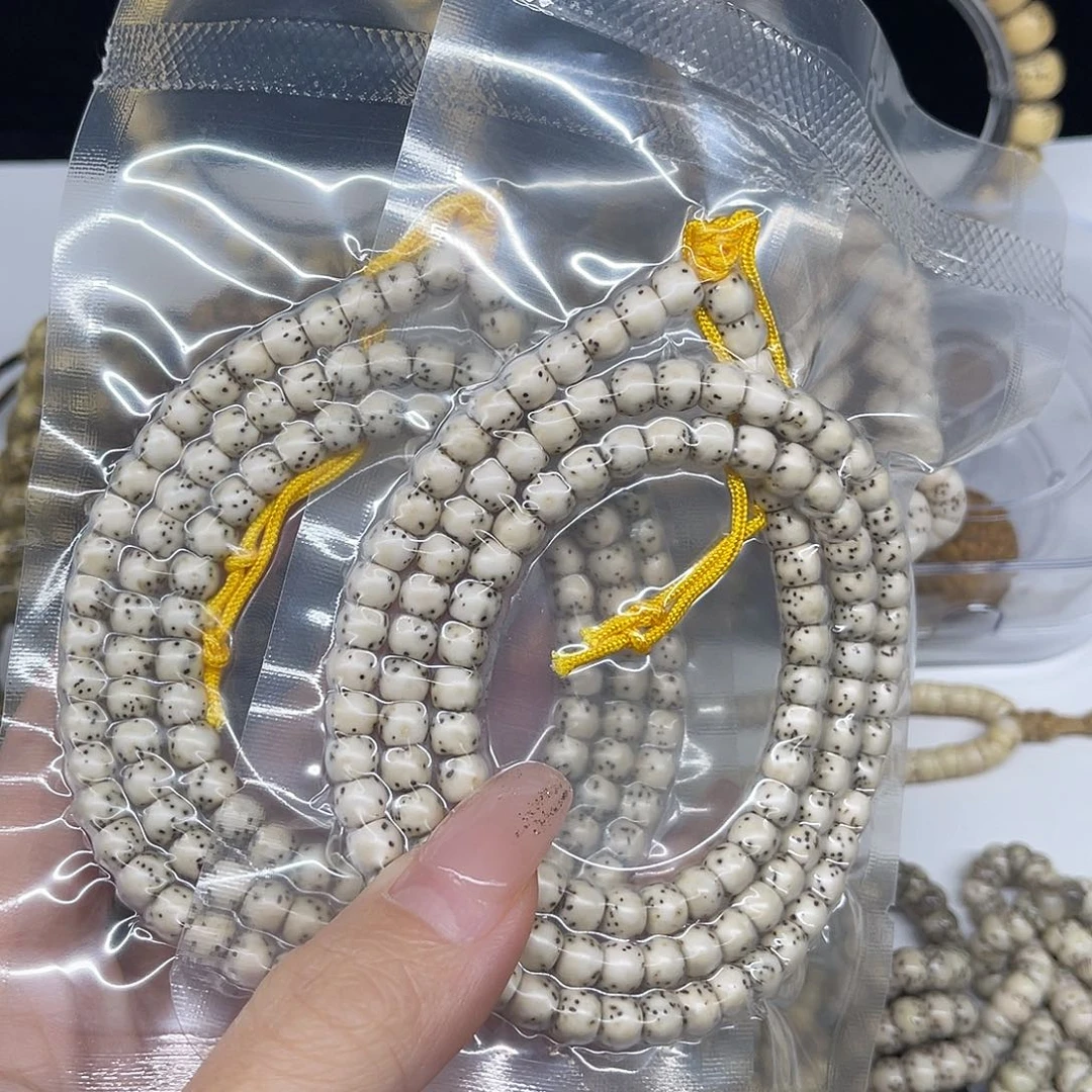 菩提籽类6*5原生态骨瓷白桶珠长串挂脖