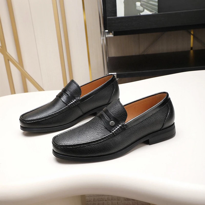 新款男士真皮商务休闲皮鞋四季男款懒人鞋一脚蹬软底舒适老人皮鞋