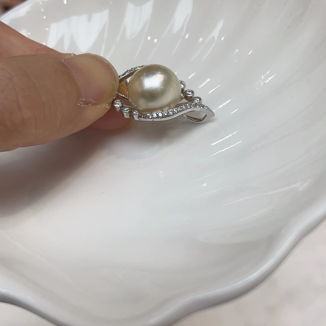 吊坠(不含链)银S925镶嵌海水珍珠