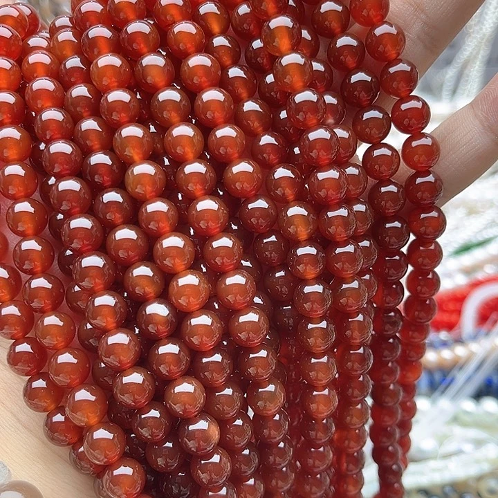 未镶嵌玛瑙/玉髓珠宝半成品一条8mm左右红玛瑙
