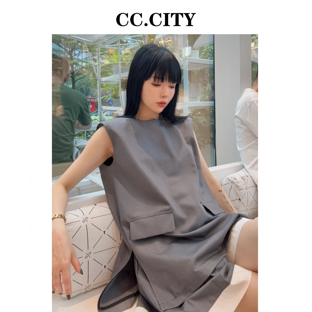 【蔡丽丽 & 添羽 】洋气简约百搭气质西装马甲时尚套装6x893