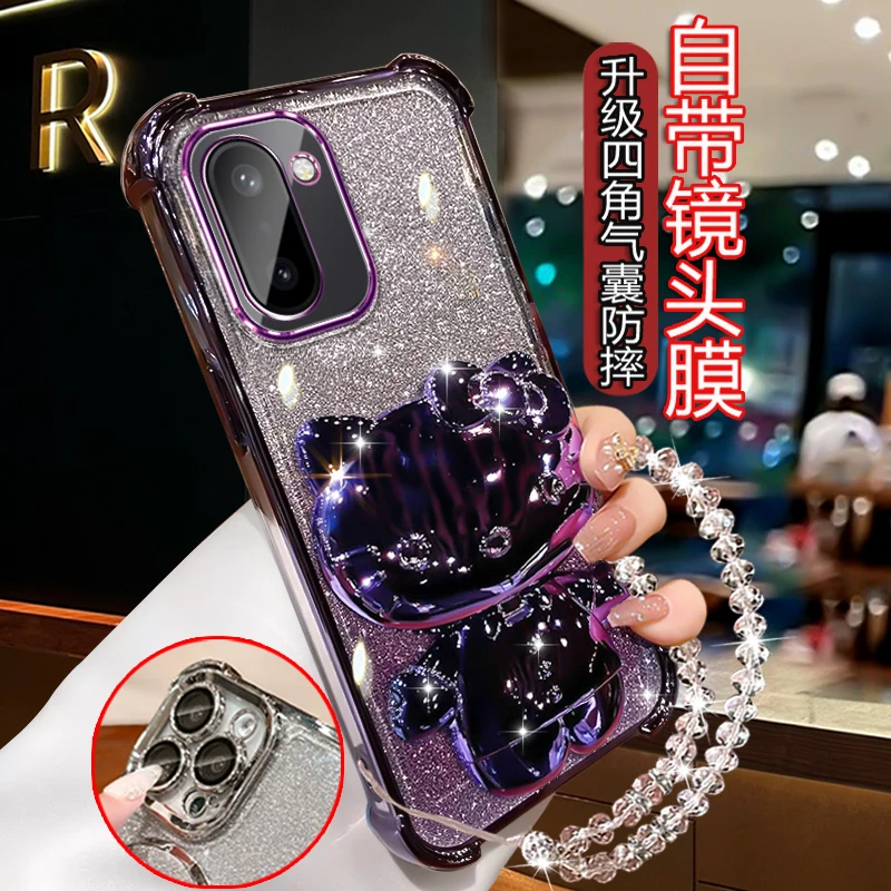 适用oppo一加Ace6T手机壳网红轻奢四角防摔PLR110卡通旋转支架女