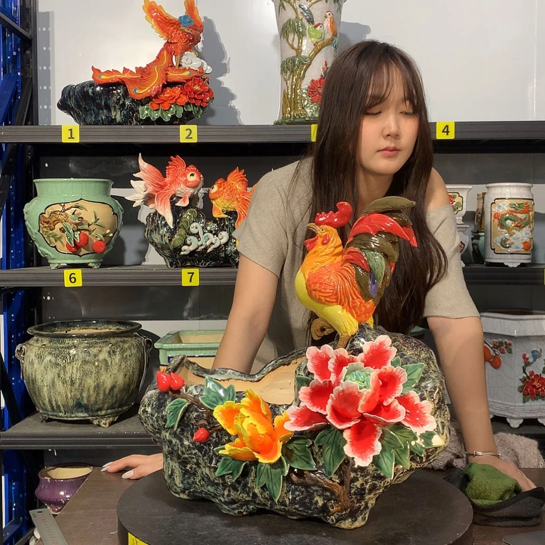 看***。高温烧制石湾盆花盆