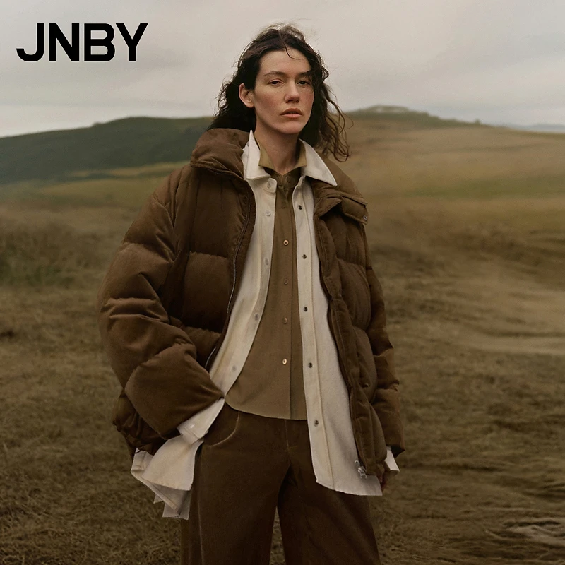 JNBY/江南布衣冬灯芯绒女羽绒服中长款宽松立领宽松休闲5OAC10270