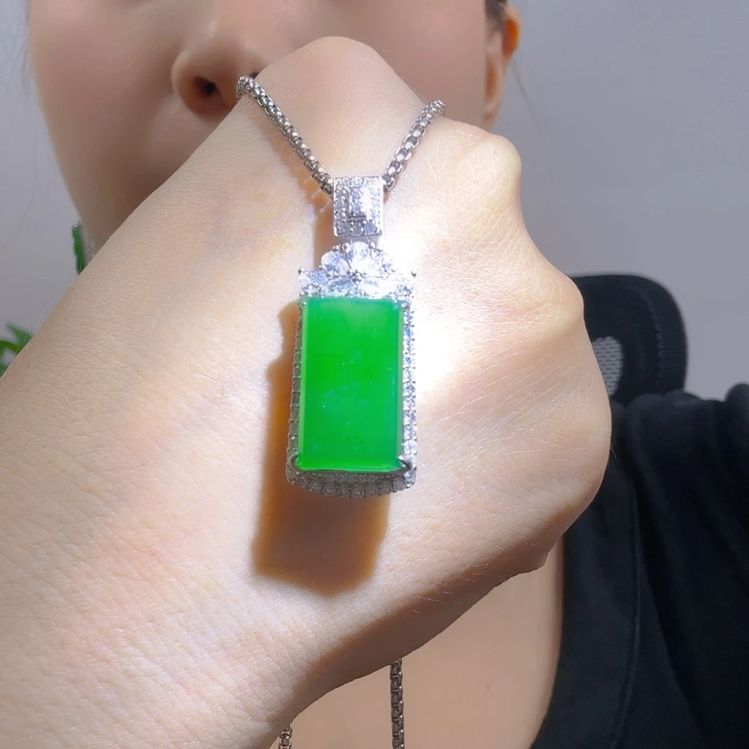 翡翠银S925镶嵌吊坠(不含链)