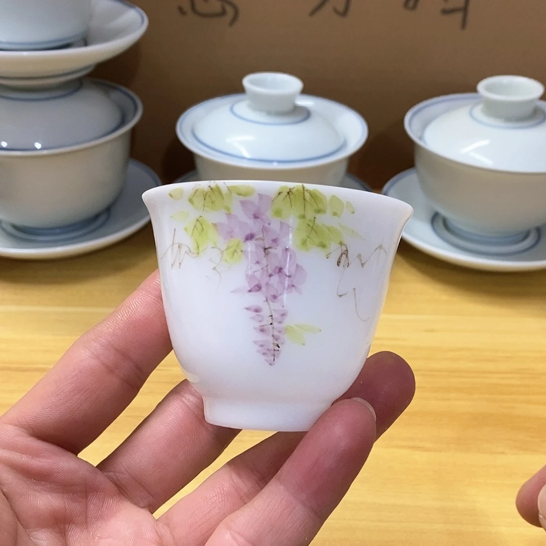 冰种玉瓷手绘杯子（瑕）80