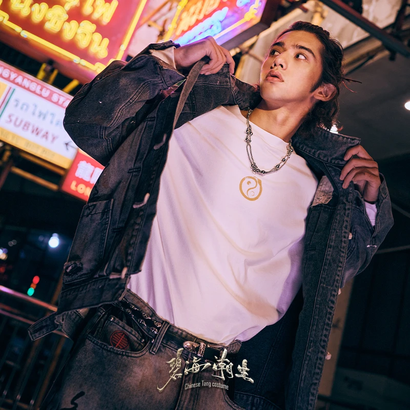 【金蛇3色】限定新款中国风国潮圆领纯棉打底长袖T恤男女