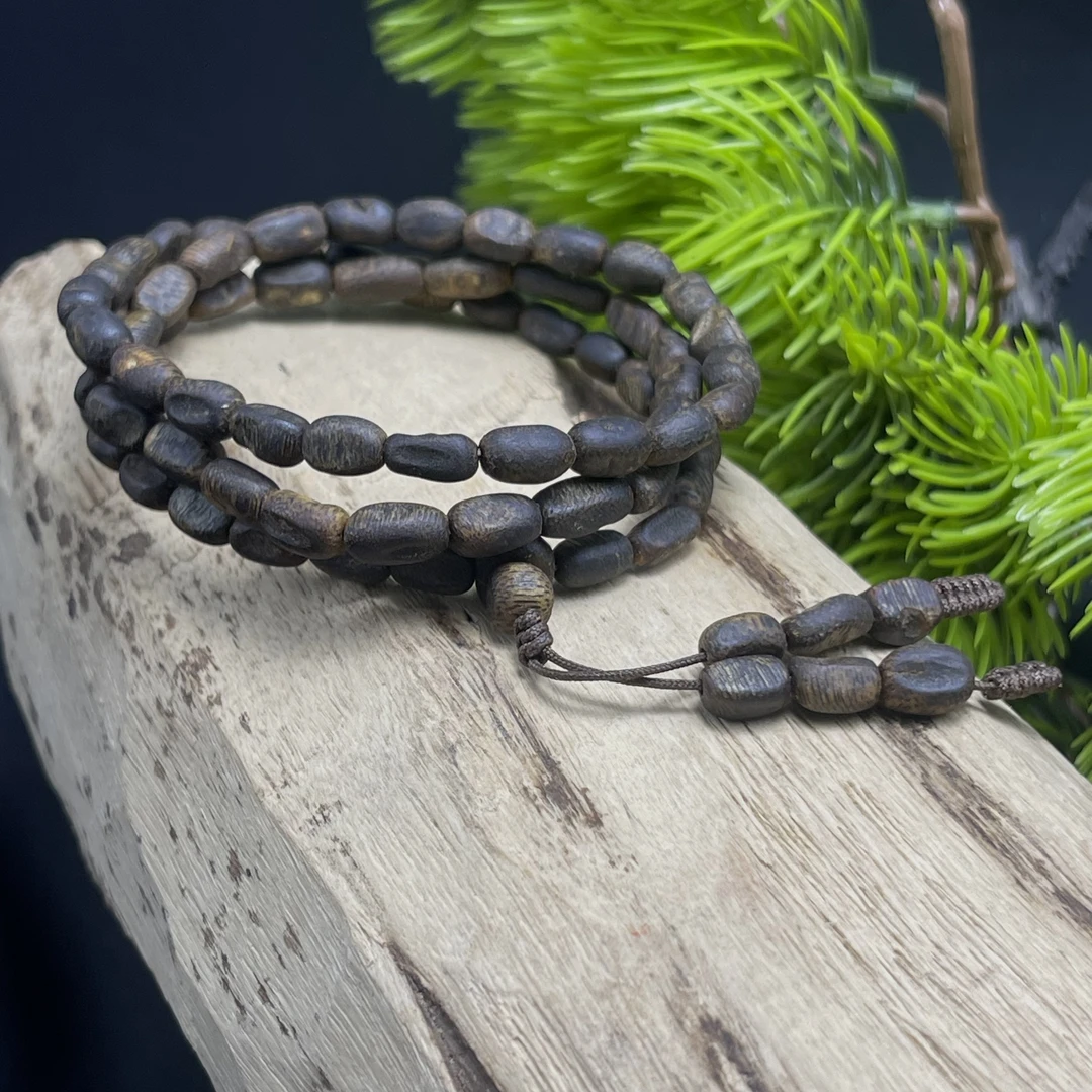 沉香沉水 多圈米粒珠6mm 天然海南奇楠手串 板头料 多样性发其一