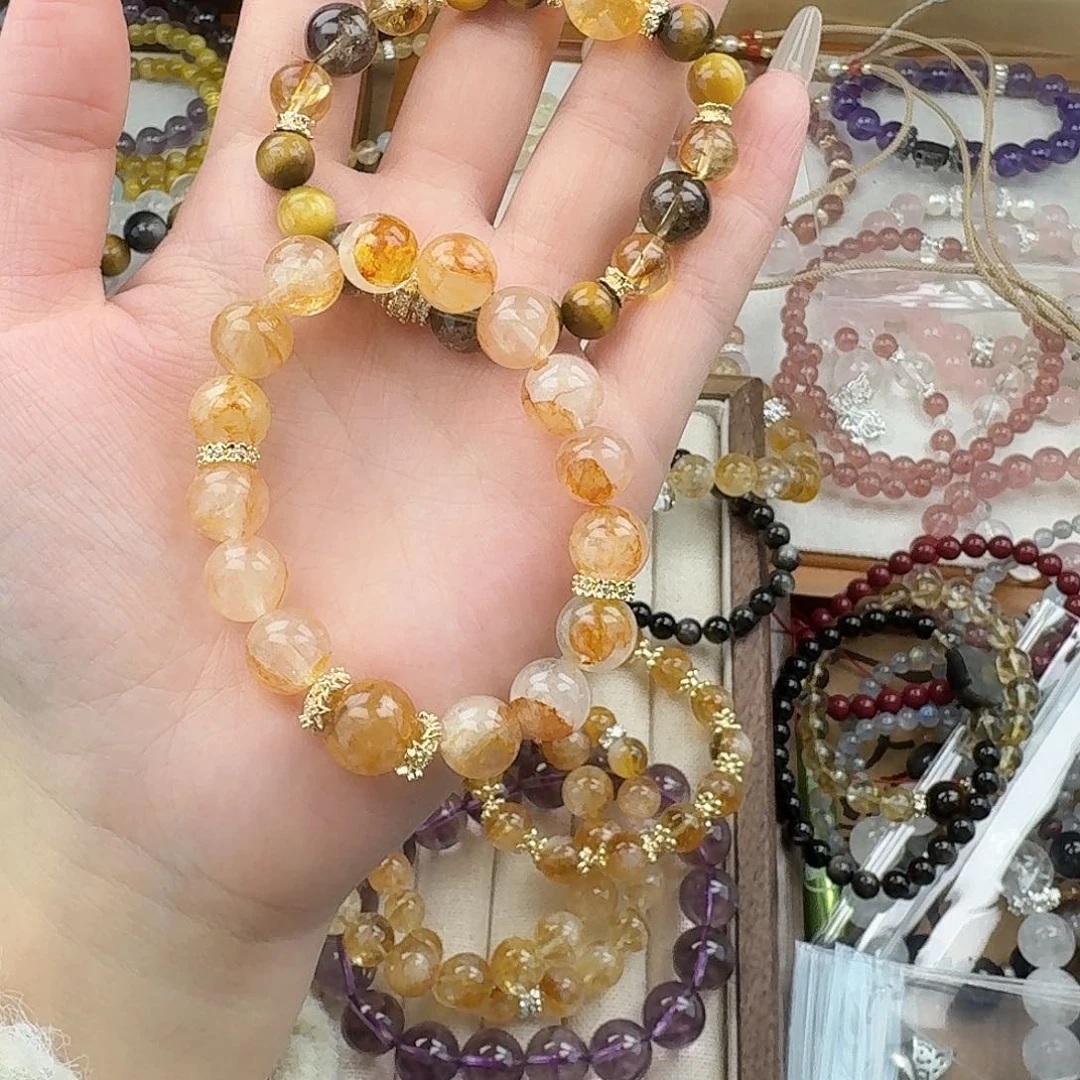 烟晶手链银S925镶嵌好